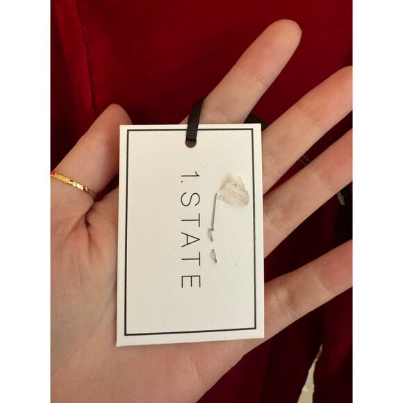 NWT! 1. State Red Long Sleeve Button VNeck Velvet Blouse - Picture 5 of 10